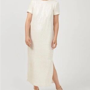 J Crew Elegant Sequin Cream Maxi Dress - Joni Melange Size 8 NWT NEW